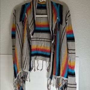 Billabong y2k grunge hippie shawl sweater braided details Small